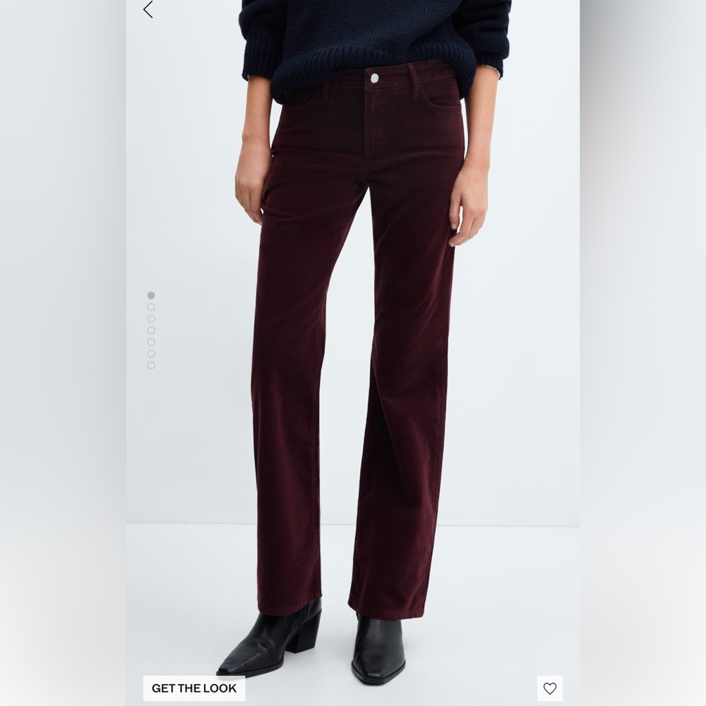 MANGO Mid-rise courdory flared pants